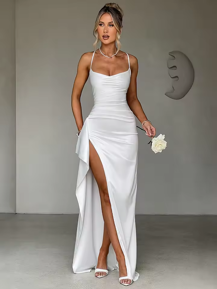 Louisa - Women's Satin Elegant Maxi Dress