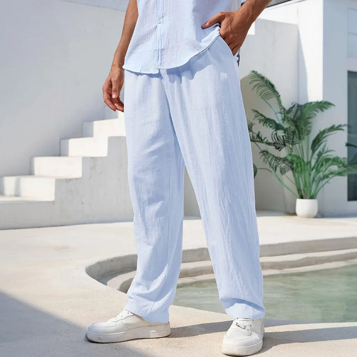 Callum - Men's Relaxed Linen Trousers Straight Leg
