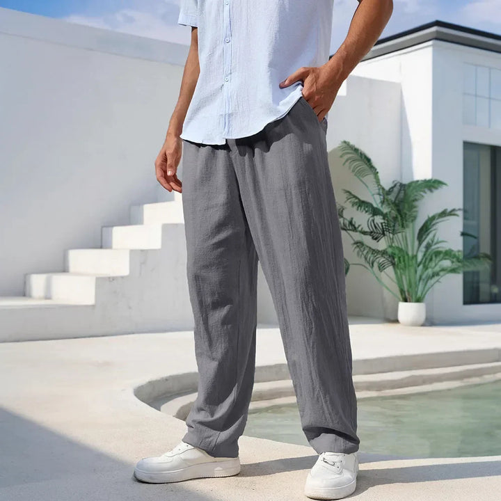 Callum - Men's Relaxed Linen Trousers Straight Leg