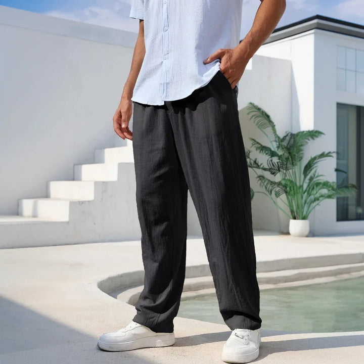 Callum - Men's Relaxed Linen Trousers Straight Leg