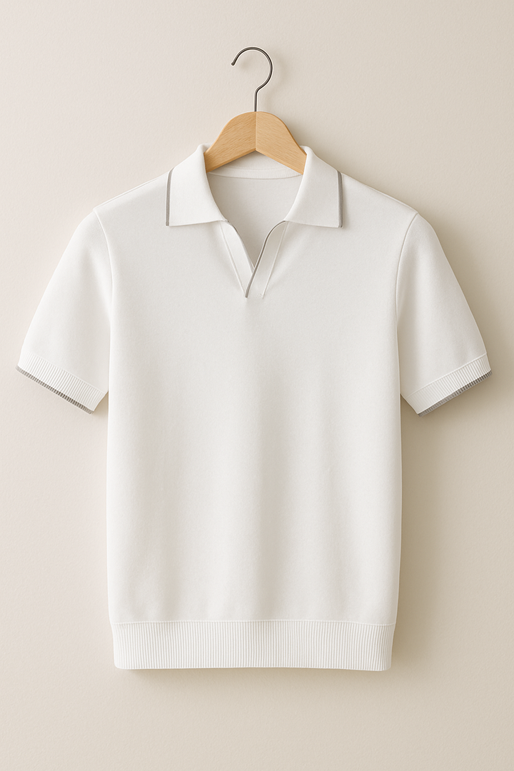 Polo de punto de corte entallado para hombre con ribete en contraste