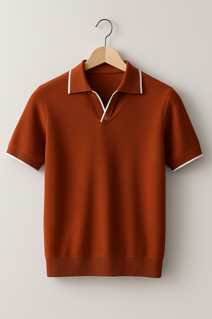 Polo de punto de corte entallado para hombre con ribete en contraste