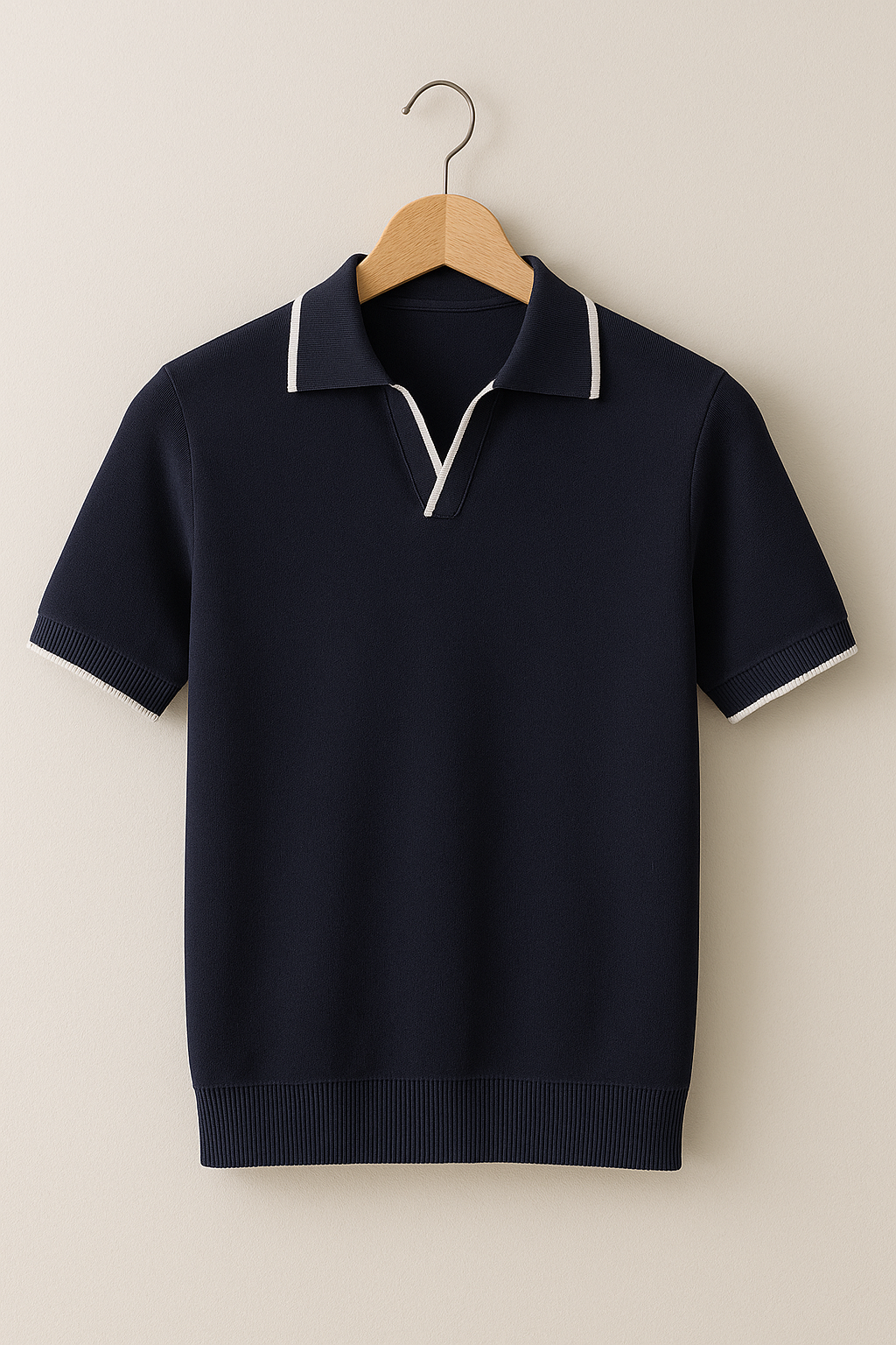 Polo de punto de corte entallado para hombre con ribete en contraste