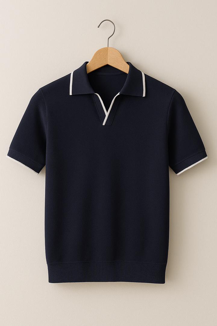 Polo de punto de corte entallado para hombre con ribete en contraste