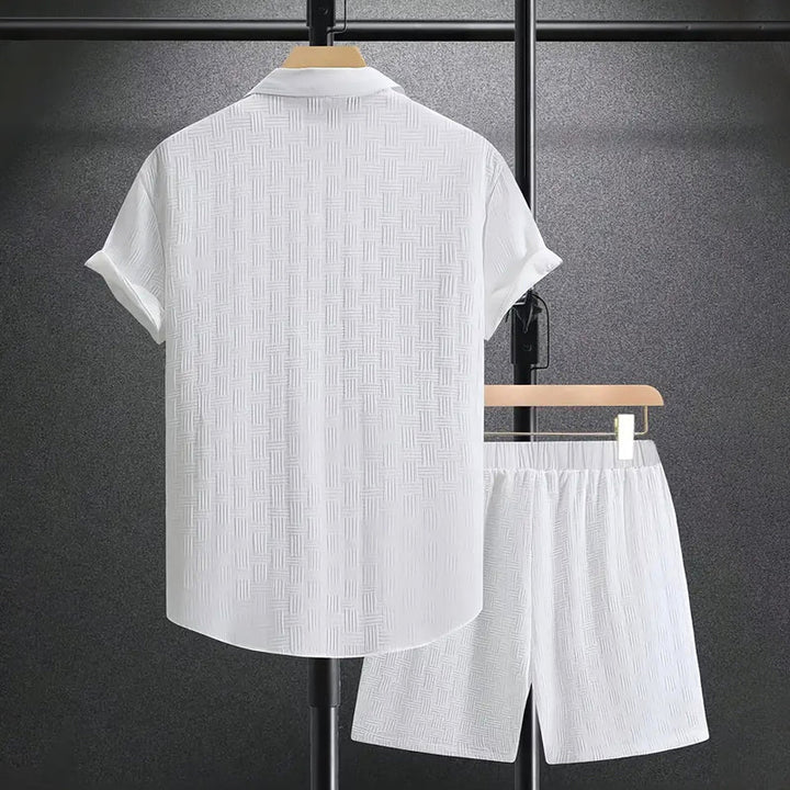 メンズ 半袖 ボタンダウンシャツ ショートパンツ セットアップ