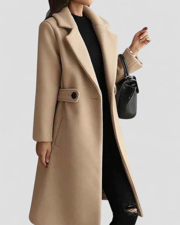 Manteau maxi pour femme à col à revers – vêtement d’extérieur élégant toutes saisons