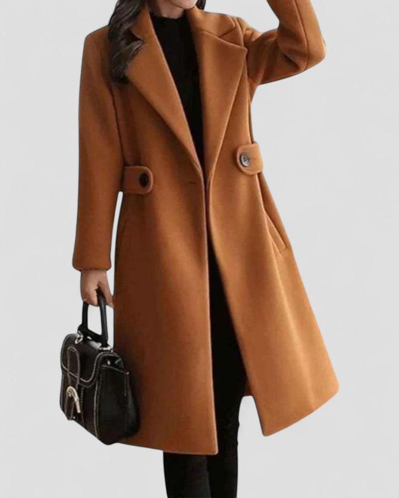 Manteau maxi pour femme à col à revers – vêtement d’extérieur élégant toutes saisons
