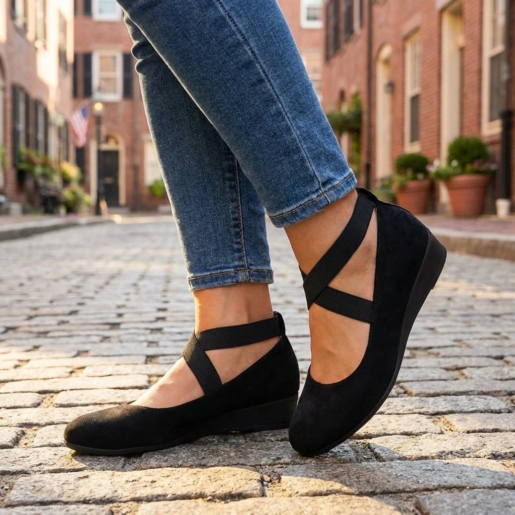 Women's Cushioned Wedge Sandals with Adjustable Cross Straps