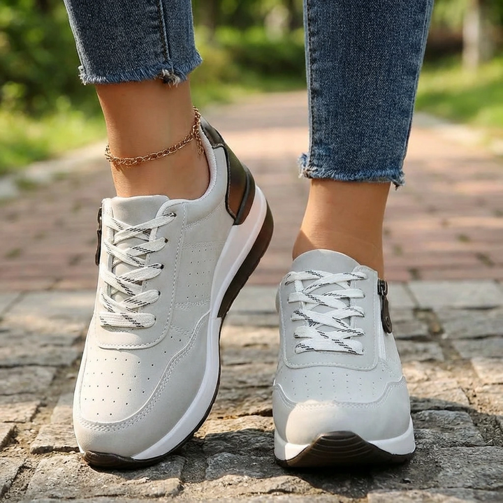 Women’s Cushioned Walking Sneakers with Side Zipper