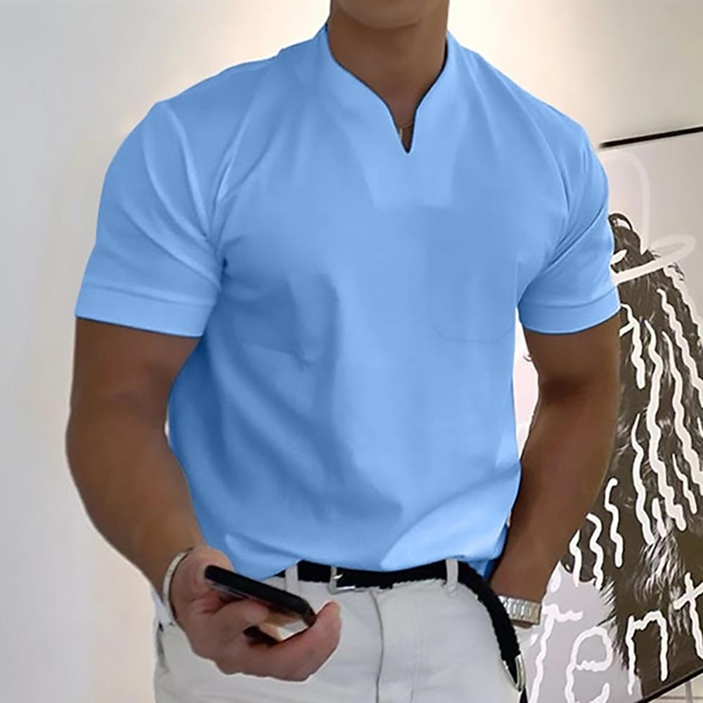Men’s Casual V-Neck Short Sleeve T-Shirt for Everyday Smart Casual Style