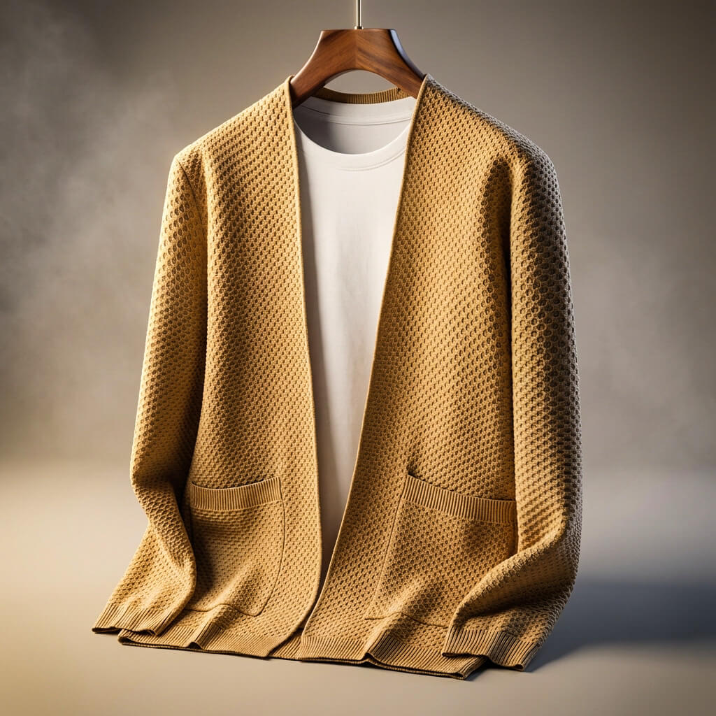 Cardigan da uomo in maglia a nido d'ape Alberto
