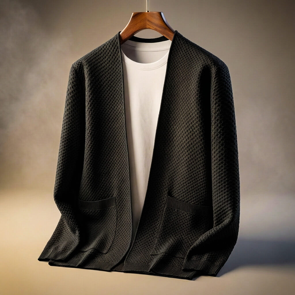 Cardigan da uomo in maglia a nido d'ape Alberto
