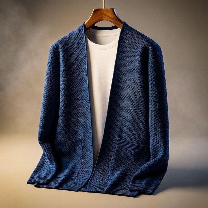 Cardigan da uomo in maglia a nido d'ape Alberto