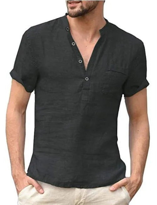 Men's Short Sleeve Linen Shirt - photo 4