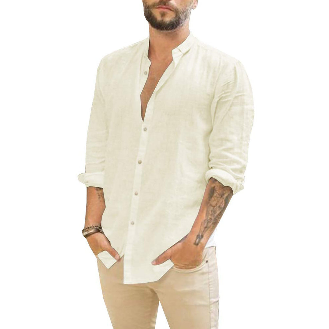 Chemise Homme Décontractée à Col Mao
