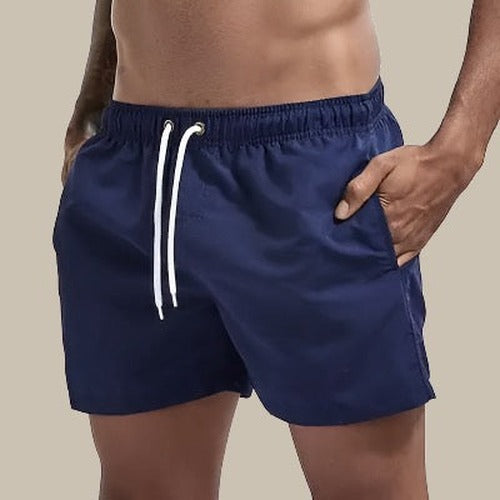 Men's Elastic Waist Swim Shorts with Side Pockets - photo 11