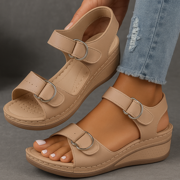 Petra - Women's Cushioned Double Velcro Strap Wedge Sandals
