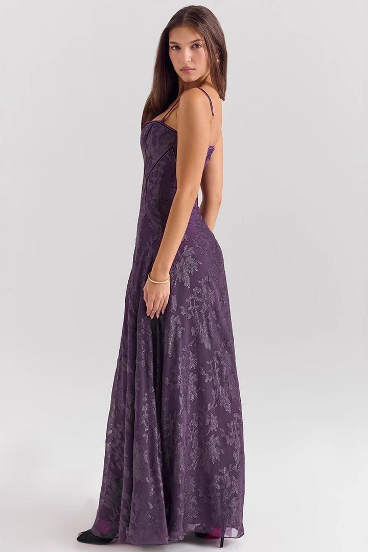 Women's Spaghetti Strap Chiffon Floral Formal Dress