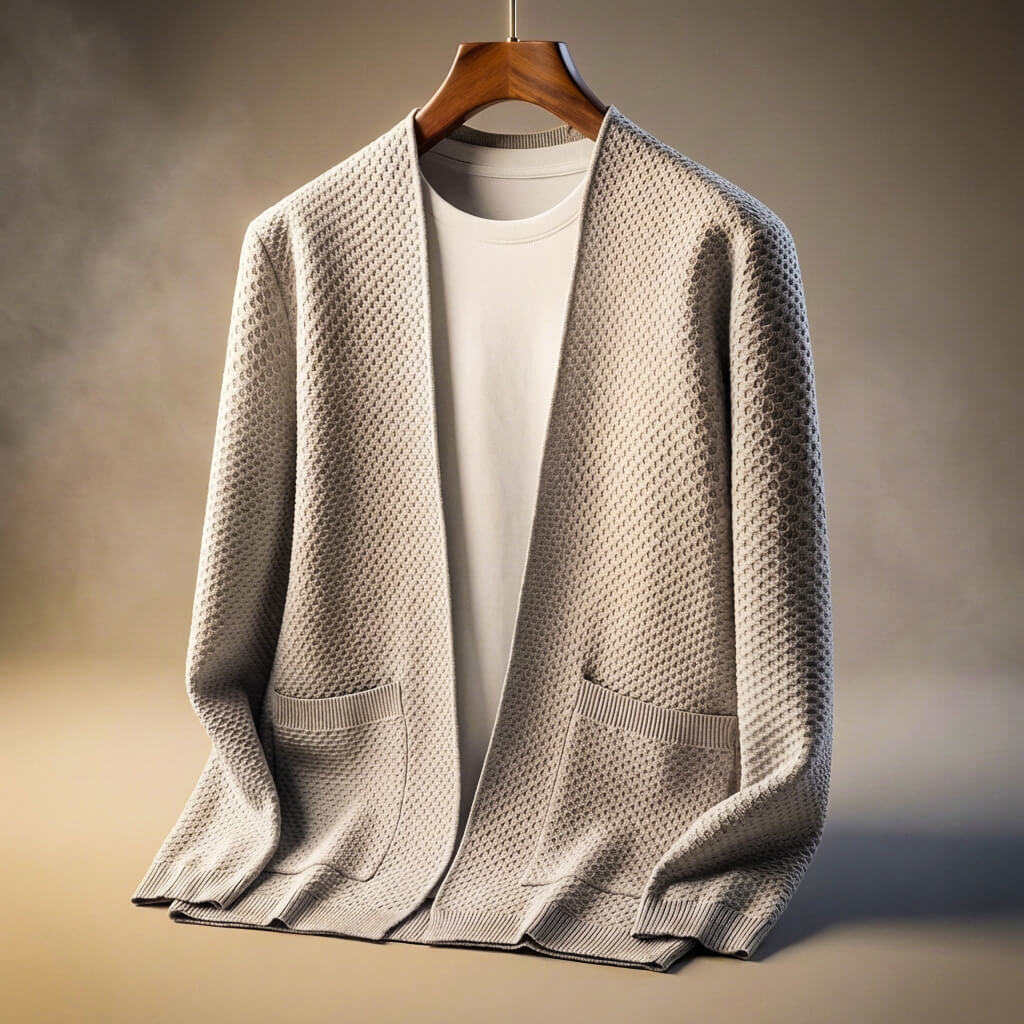 Cardigan da uomo in maglia a nido d'ape Alberto