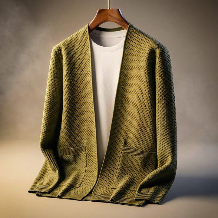 Cardigan da uomo in maglia a nido d'ape Alberto