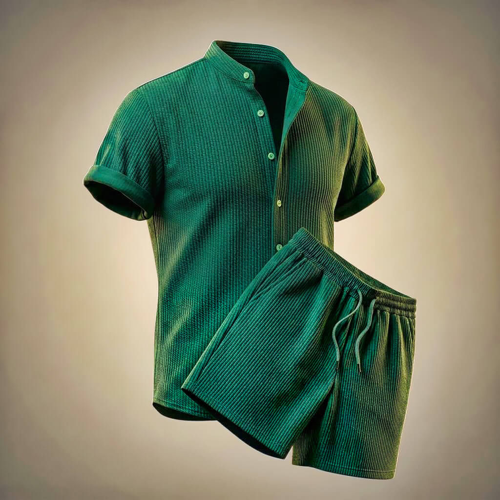 Alex - Conjunto de dos piezas de pana para hombre con mangas cortas