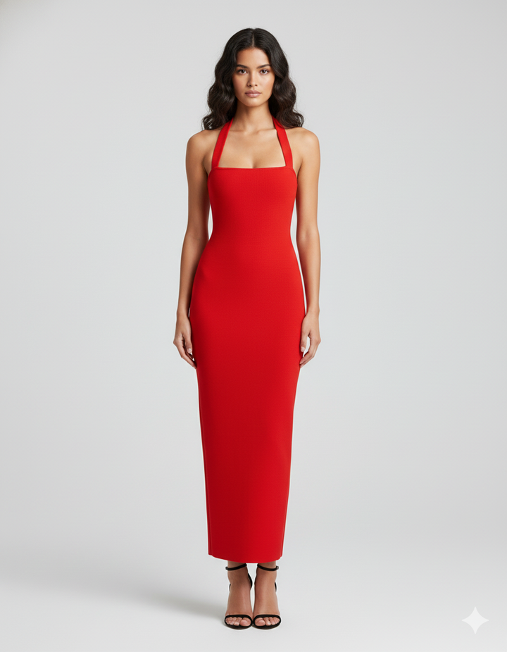 Women's Halter Neck Slim Fit Maxi Dress - photo 1