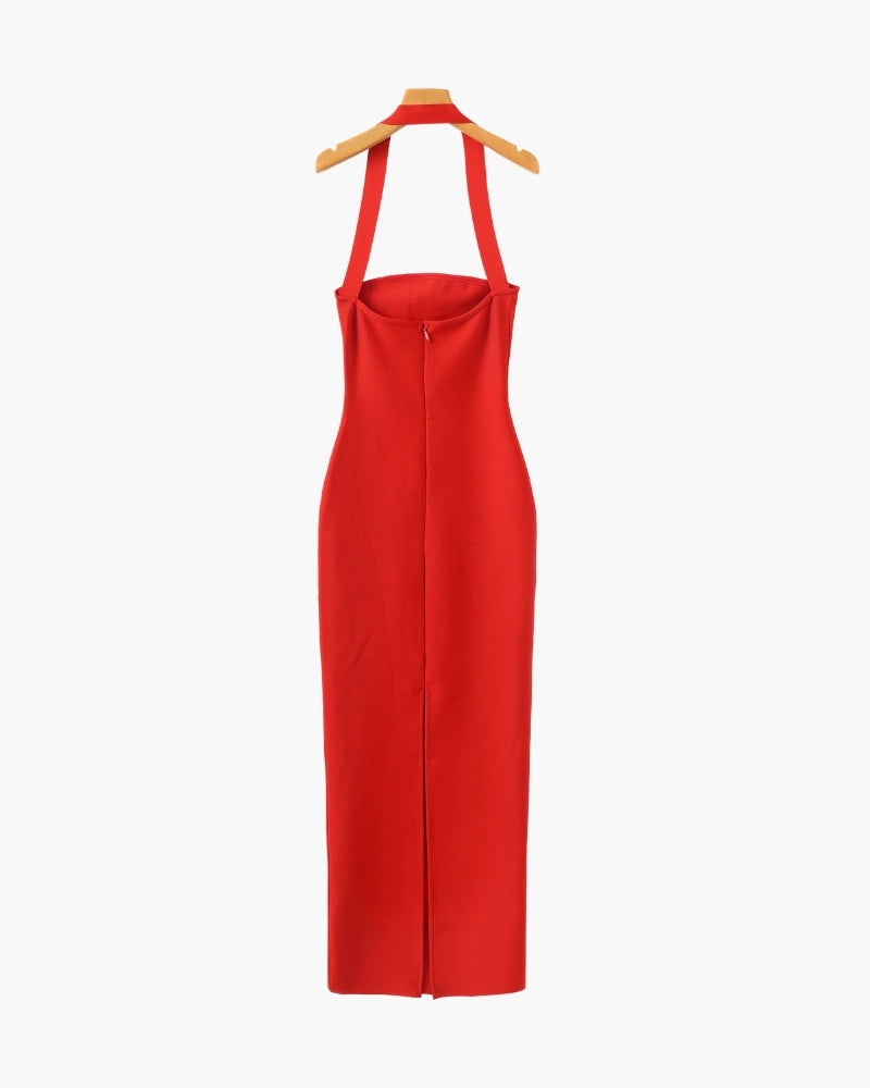 Women's Halter Neck Slim Fit Maxi Dress - photo 2
