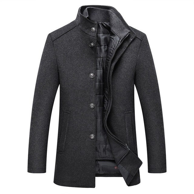 Mollie - Stand Collar Button Up Winter Jacket Men