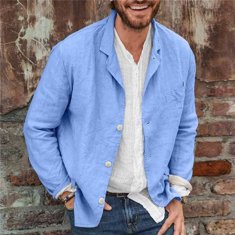 Chaqueta informal de lino para hombre con corte holgado