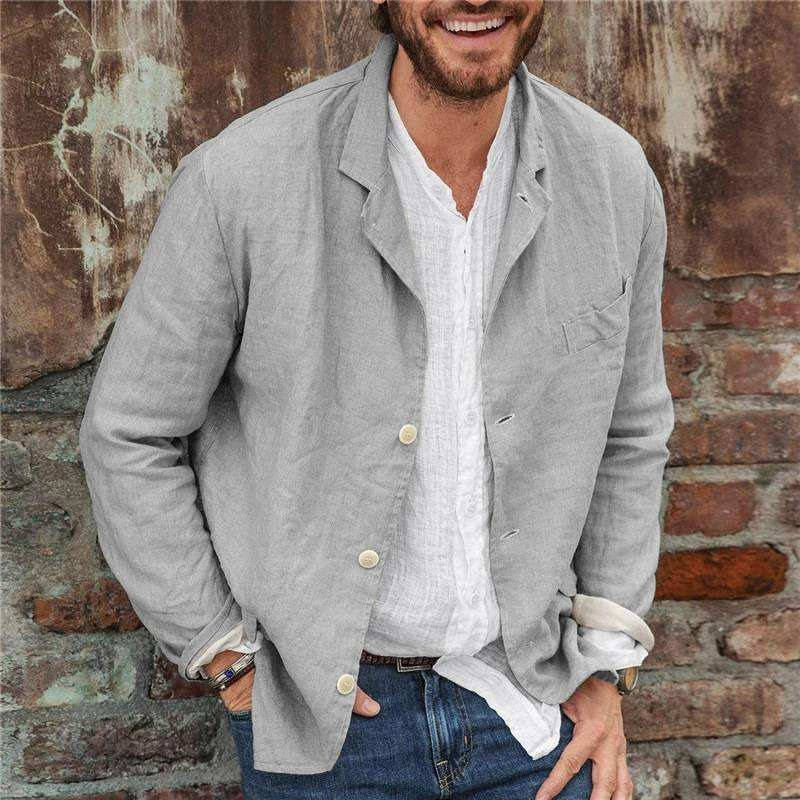 Chaqueta informal de lino para hombre con corte holgado