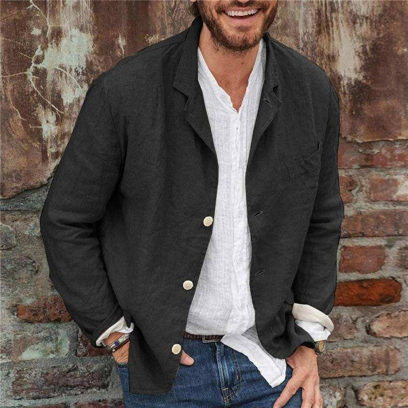 Chaqueta informal de lino para hombre con corte holgado