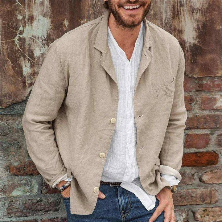 Chaqueta informal de lino para hombre con corte holgado