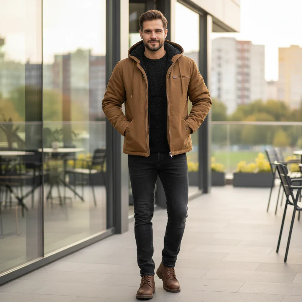 Men’s Winter Hooded Jacket with Warm Lined Interior