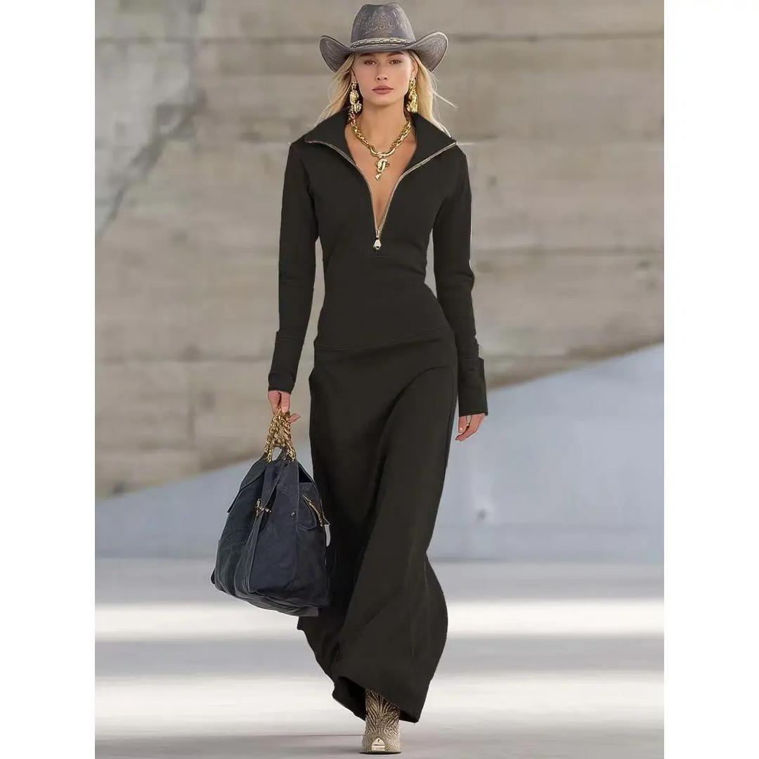 Women's Black Turtleneck Maxi Dress