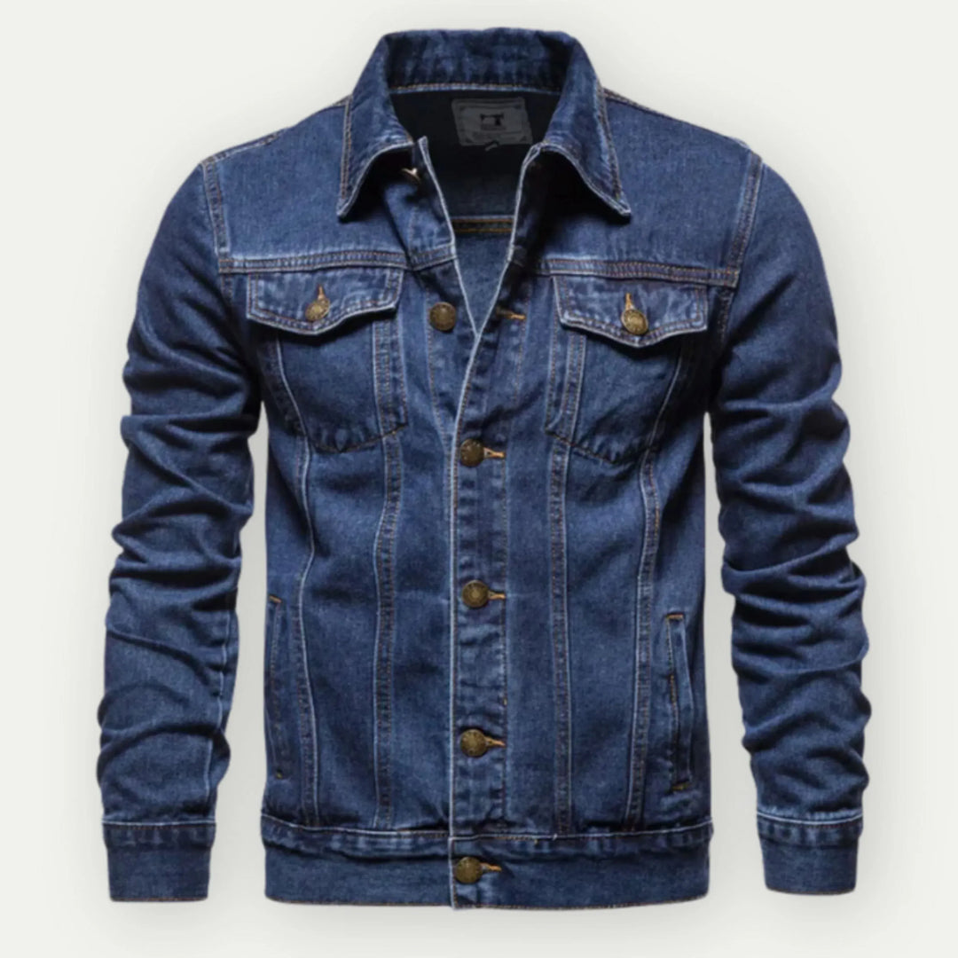 Men's Trucker Jacket – Denim – Tailored Fit – Metal Buttons – Chest and Side Pockets