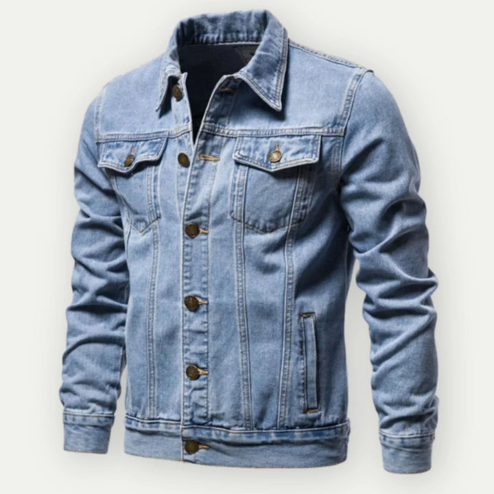 Men's Trucker Jacket – Denim – Tailored Fit – Metal Buttons – Chest and Side Pockets