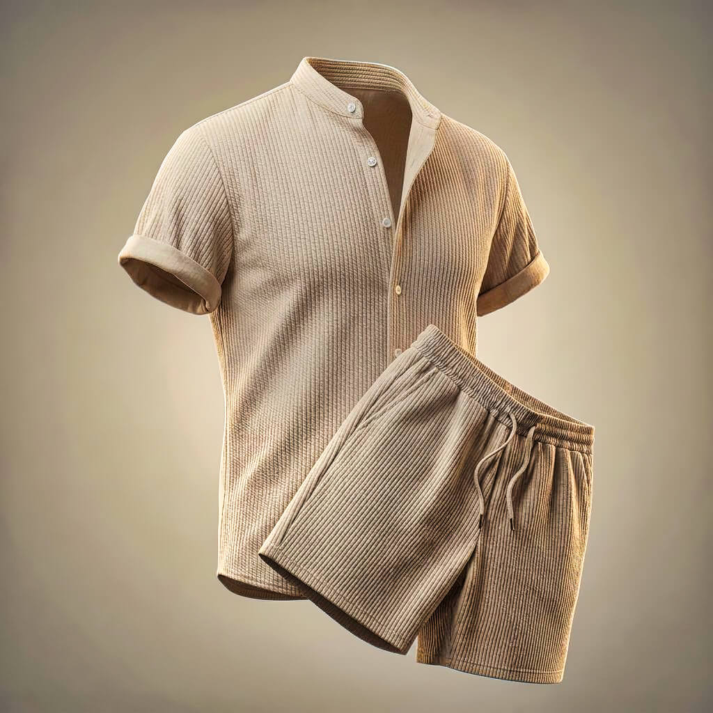 Alex - Conjunto de dos piezas de pana para hombre con mangas cortas