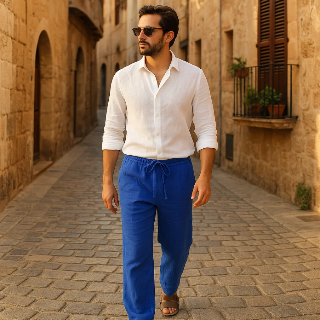 Men's Linen Pants Casual Fit Lightweight Summer
