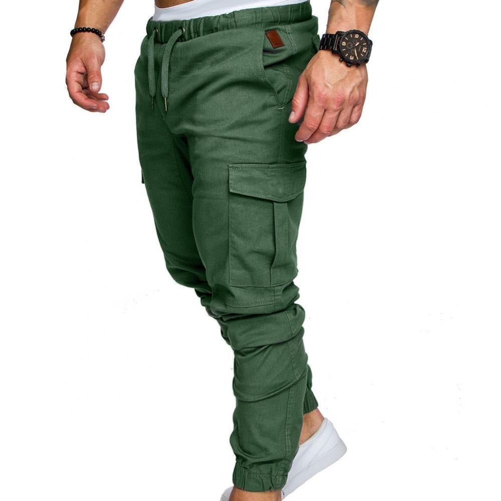 Men's Tactical Cargo Jogger Pants with a Drawstring
