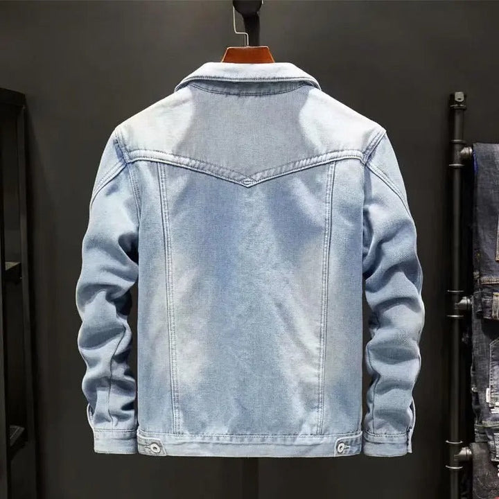 Men's Fleece-Lined Denim Jacket with Button Front - photo 4