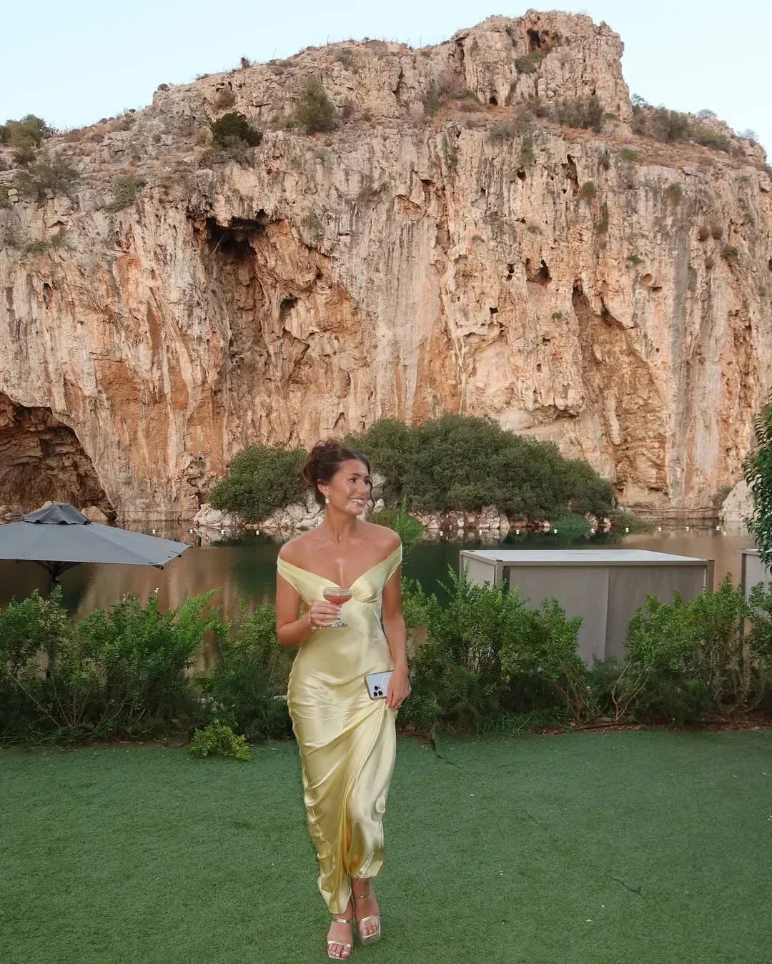 Women's Off-Shoulder Yellow Maxi Dress