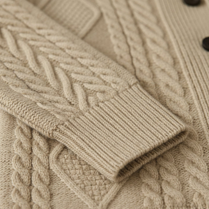 Men's Cashmere Cardigan with Button Front and Side Pockets