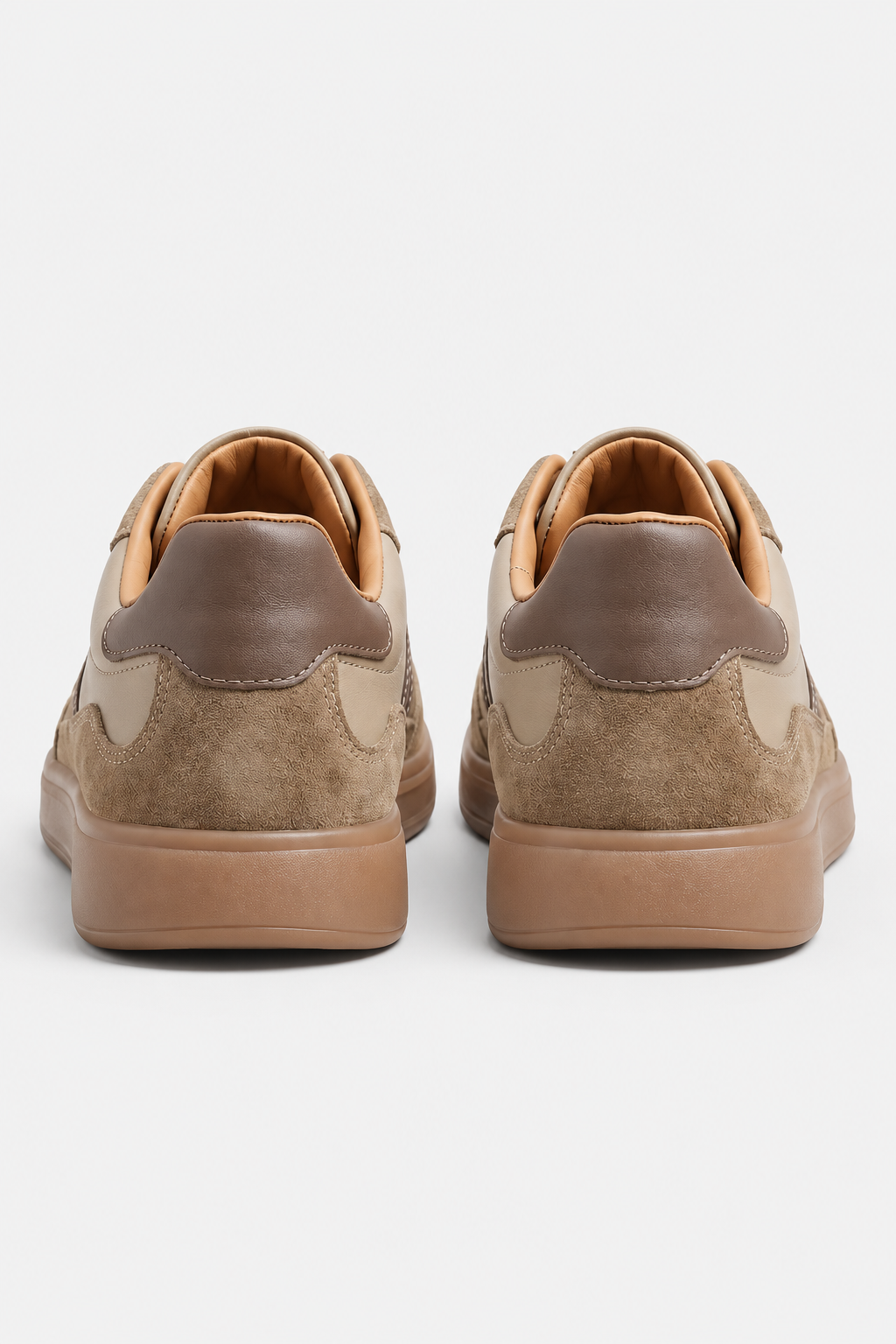 Men's Retro Striped Suede Trainers with Contrast Panels - photo 3