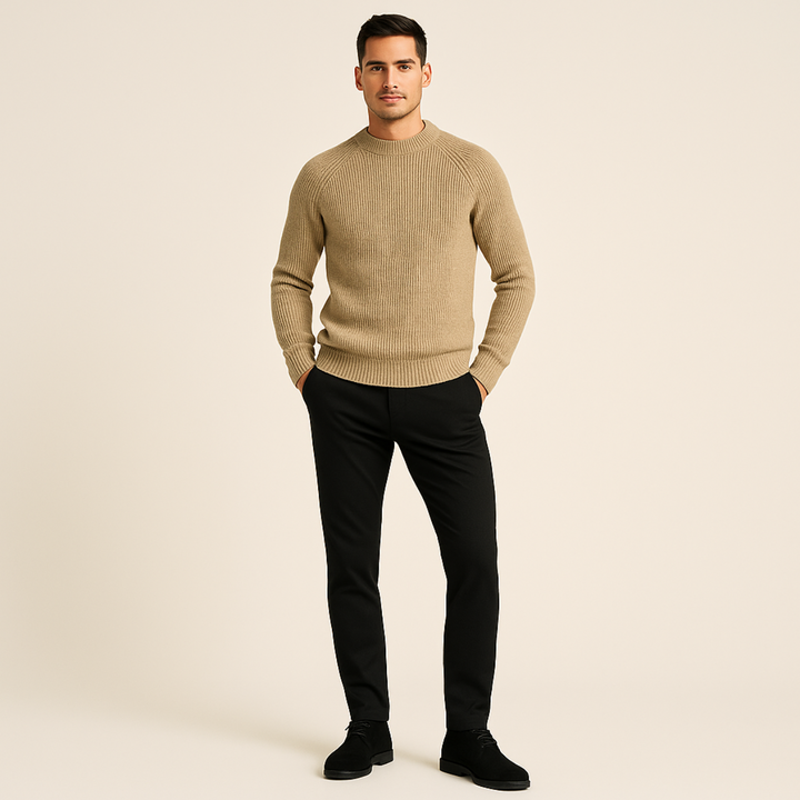 Men's Ribbed Knit Jumper with Crew Neck - photo 2