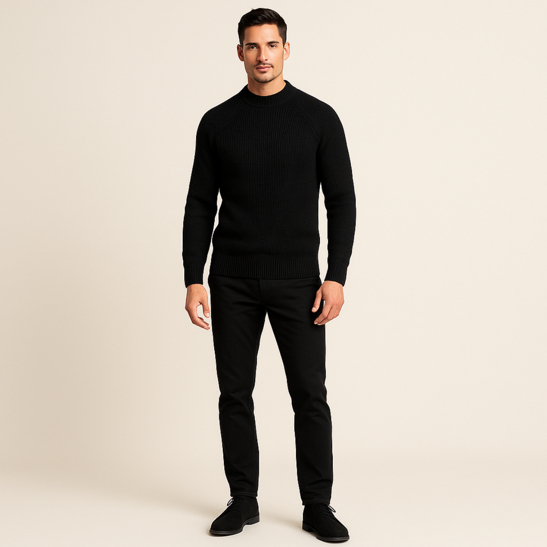 Men's Ribbed Knit Jumper with Crew Neck - photo 5