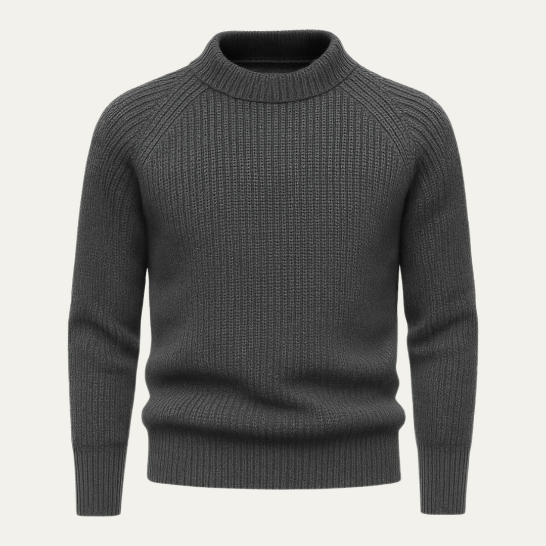 Men's Ribbed Knit Jumper with Crew Neck - photo 7