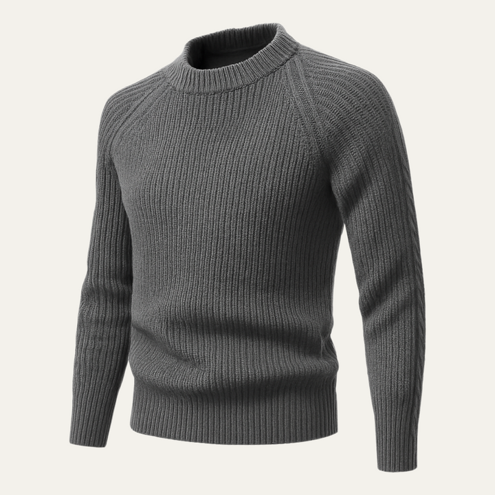Men's Ribbed Knit Jumper with Crew Neck - photo 9
