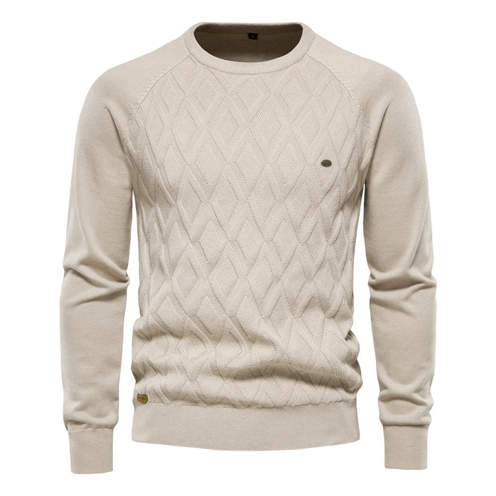 Men's Crew Neck Knit Sweater with Textured Design - photo 2
