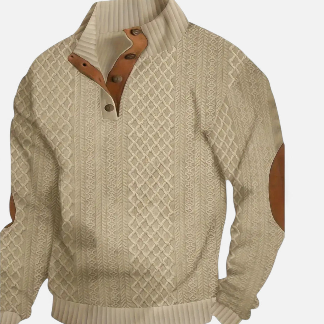 Men's Knitted Relaxed Jumper with Button Front - photo 1