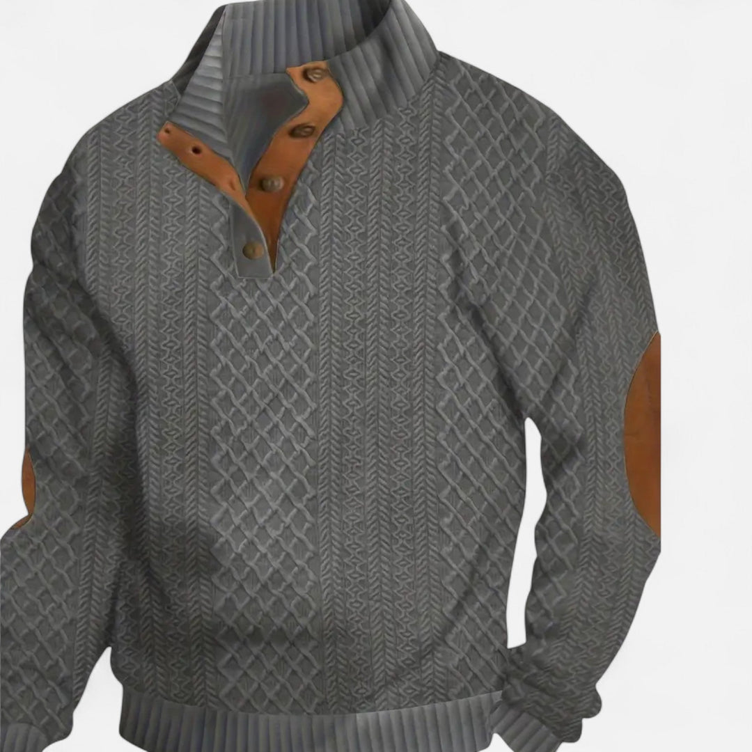 Men's Knitted Relaxed Jumper with Button Front - photo 12